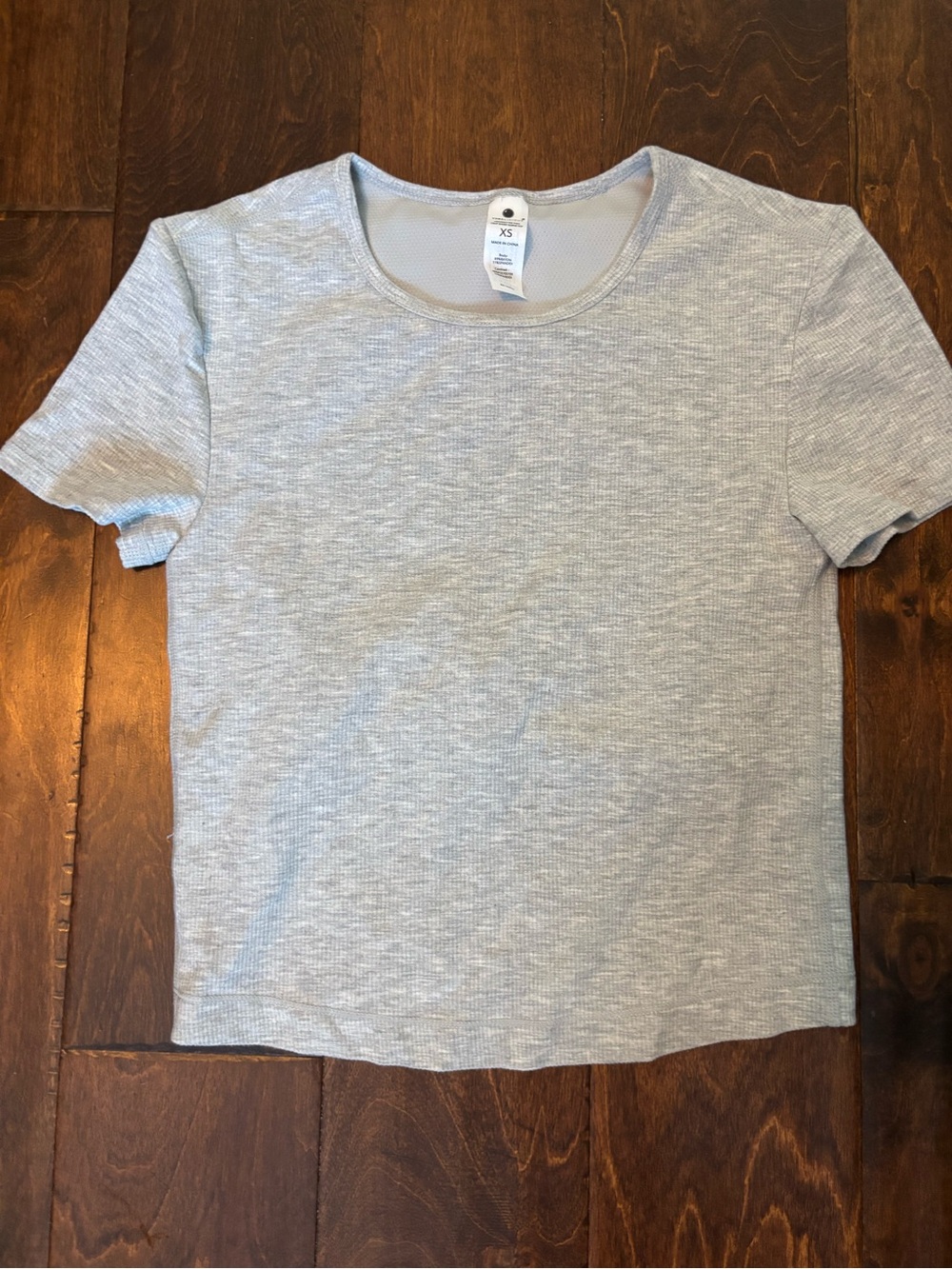 Yogalicious Heavenly Rib Tara Crop Short Sleeve Top Grey Sz XS